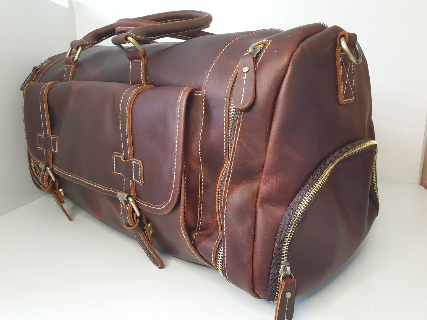 Vintage leather travel bag - Weekend away in style!